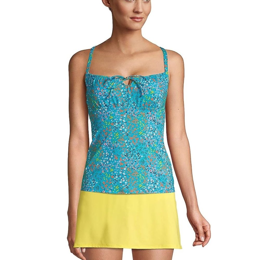 NWT Lands' End Women's Tie Front Underwire Tankini Top Size 8 $75 FLF125